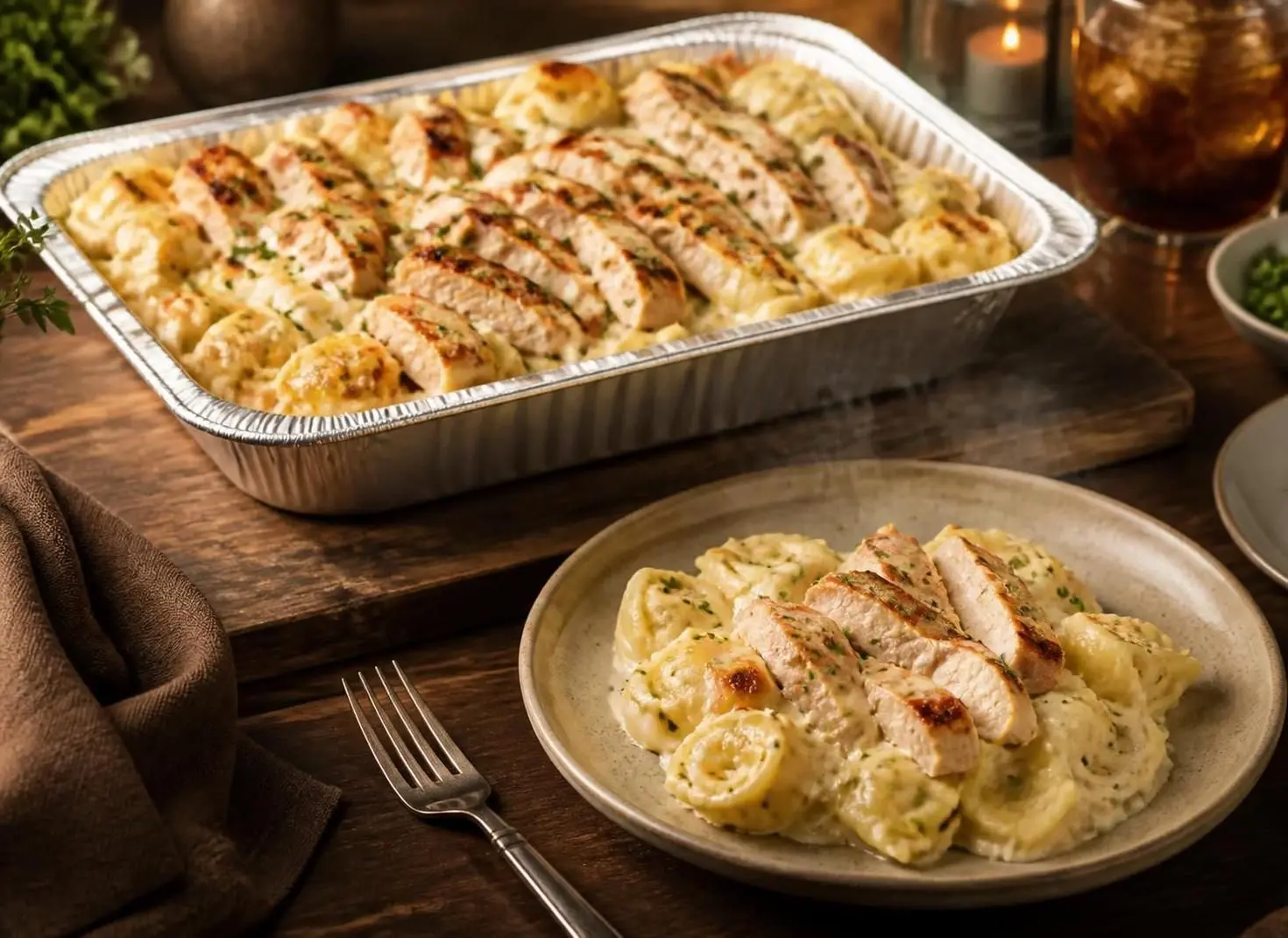 Chicken Tortelloni Alfredo (serves 4 – 6 )