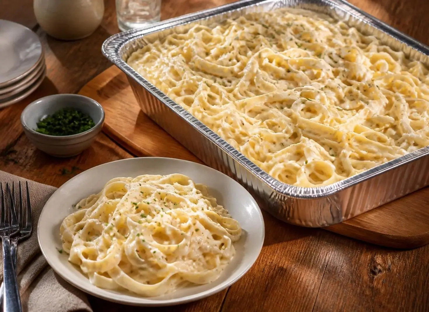 Fettuccine Alfredo (Serves 4 – 6)