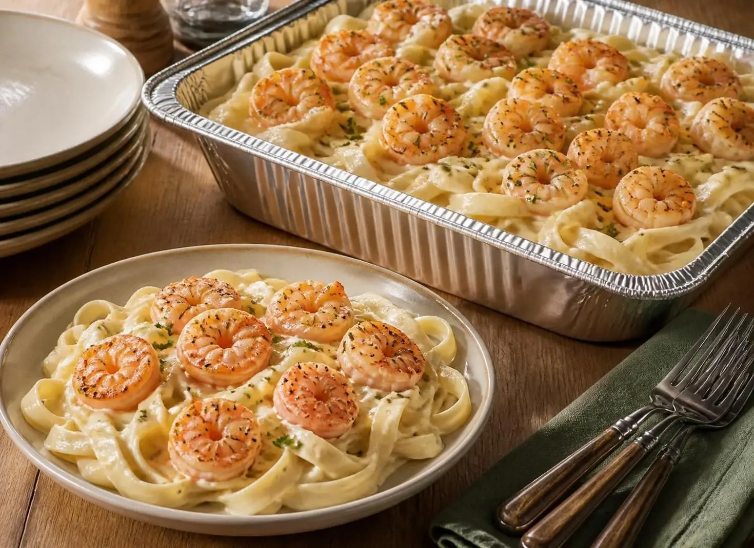 Shrimp Alfredo (Serves 4 – 6)