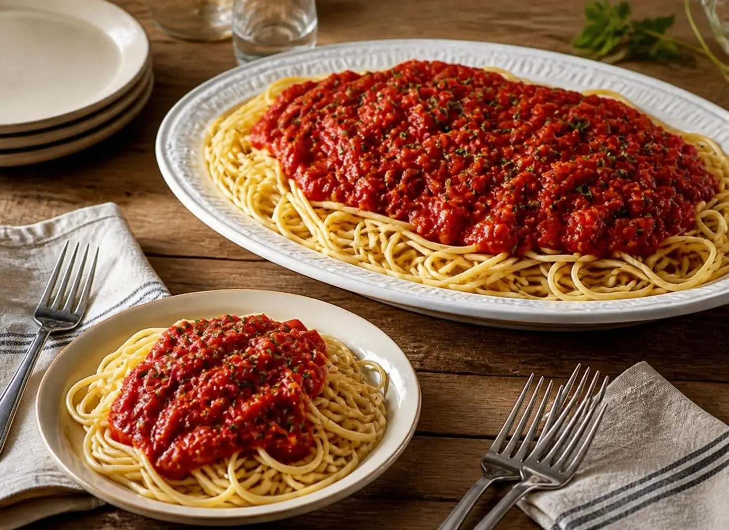 Spaghetti with Marinara Sauce (Serves 4 – 6)